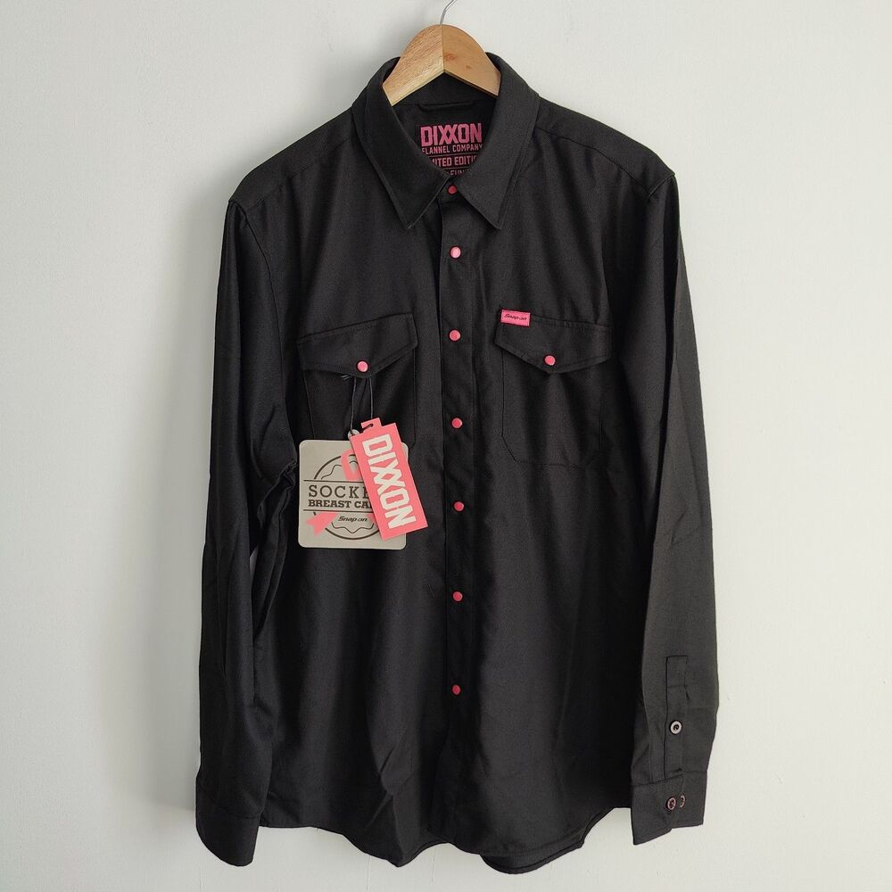 Dixxon Flannel Snap-On Men L Breast Cancer Awareness Limited Edition Tech Shirt